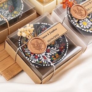 Un bol de douche nuptiale unique pour les invités, cadeaux de mariage rustiques, boîtes de bonbons, art cini dinde, cadeaux personnalisés en vrac, cadeaux bohèmes