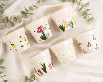 Hochzeit Sukkulenten Gastgeschenk: Handbemalte Mini Keramiktopf