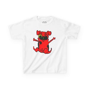 Kids Fun Red Dog Tee - Verspieltes Baumwoll T-Shirt für Kinder, süßes Hundeliebhaber Geschenk, Geburtstag, Alltagskleidung, Tierthema