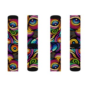 Vibrant Artistic Sublimation Socks | Unique Colorful Patterned Socks for Fun Gift, Casual Wear, and Everyday Style