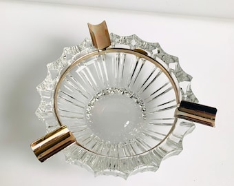 Vintage Ashtray with Removable Stainless Steel Insert Cigarette Holder  Collectible Home Decor