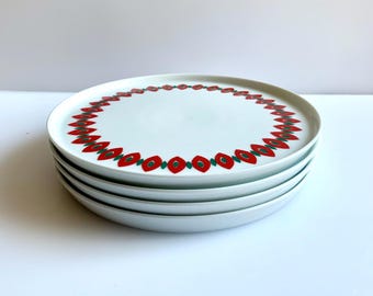 Set of 4 Vintage Mid Century Atomic 7 1/2" Plates Melitta Hamburg pattern Germany