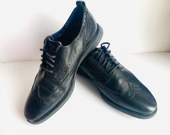 Men’s Cole Haan Shoes Black Leather Wing tip Casual Size 11M