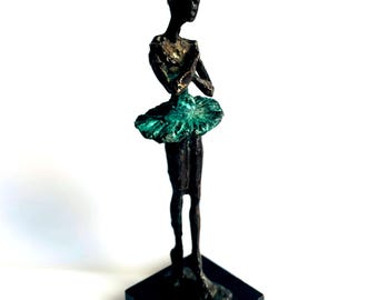 Brutalist Forged Bronze Ballerina Dancer Sculpture 10"  Alberto Giacometti Style