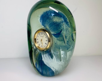 Vintage Glass Art Desk Clock