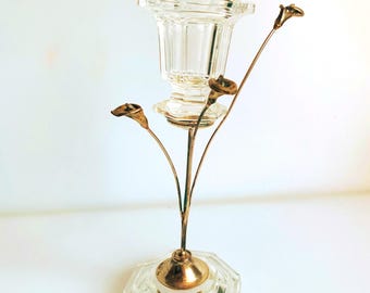 Vintage Glass and Silver Accent Candle Holder | Candleholder Decor