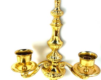Brass Double Candle Wall Sconce Hollywood Regency Gold Deco