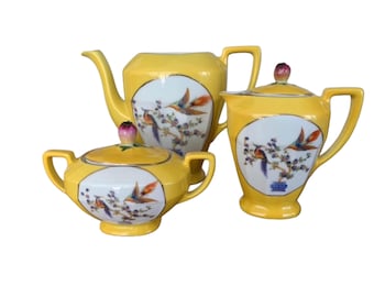 Brilliant Yellow Victorian China Tea Set, from  Czechoslovakia
