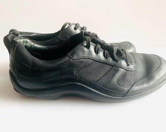 Mens Rockport Casual Black Leather Canvas Shoes Size 9