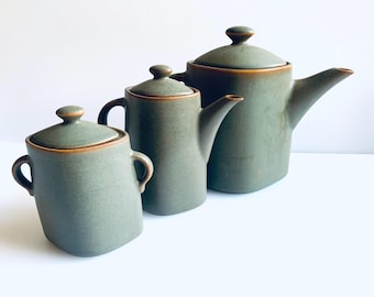 Vintage Mid Century Japanese Coffee Pot, Sugar Bowl Stoneware by Lindt-Stymeist
