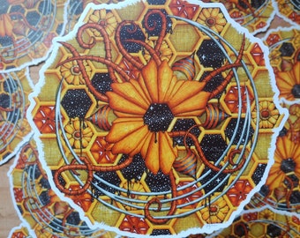 6"x6" Space Bees sticker