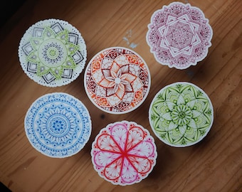 6pc. 4"X4" mandala sticker variety pack