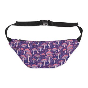 Colorful Mushroom Large Fanny Pack | Stylish Belt Bag for Festivals, Hiking, Travel, Parties, Gifts