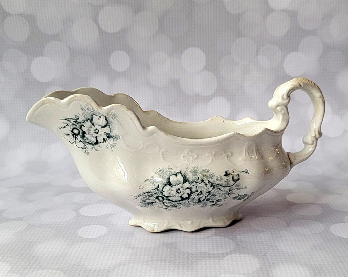 Teal Transferware Gravy Boat Homer Laughlin Colonial Etsy