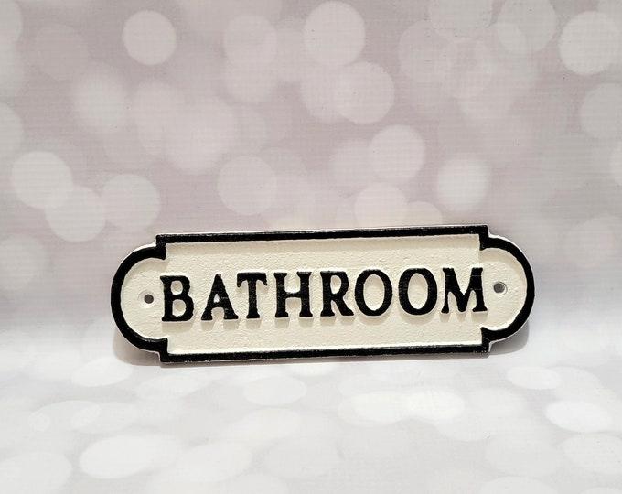 Cast Iron Bathroom Sign Etsy