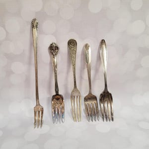 Mismatch Floral Forks Vintage Set of 5 Antique Victorian
