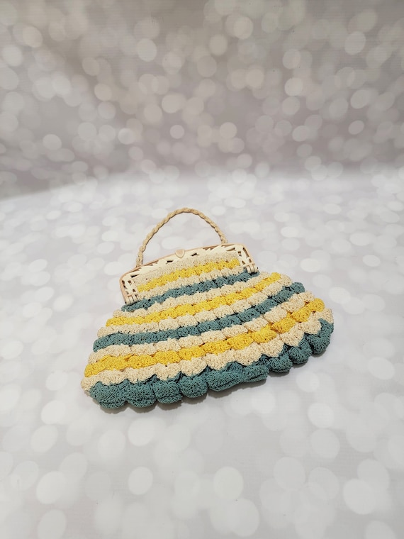 Vintage Crochet Celluloid Top Purse - image 1