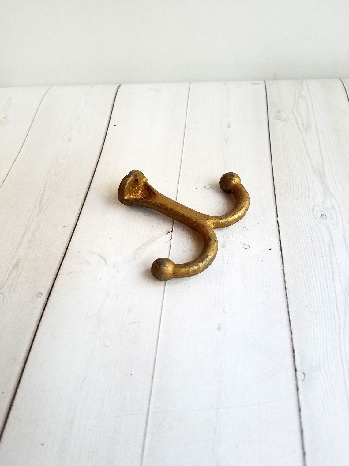 Vintage Gold Metal wall Hook Etsy