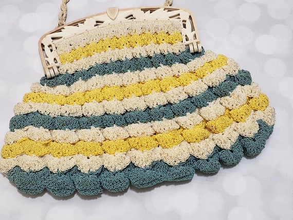 Vintage Crochet Celluloid Top Purse - image 2