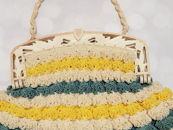 Vintage Crochet Celluloid Top Purse - image 3