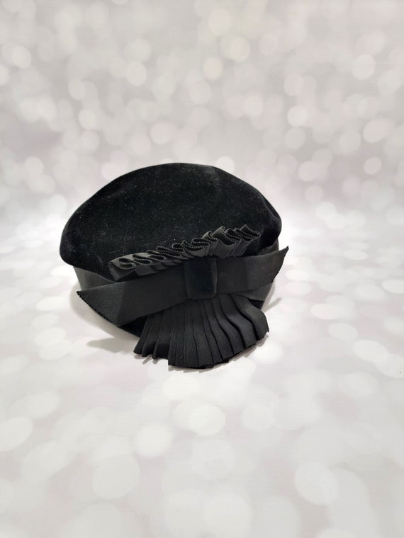 Vintage Black Velvet Hat Grace May Picardy France