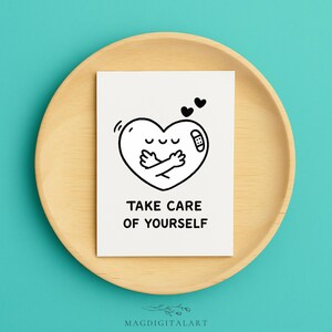 Carte de voeux pour les soins personnels, carte de soutien en santé mentale avec art coeur câlin, carte de vœux d'encouragement pour les amis ou les proches, cadeau