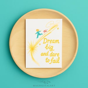 Rêvez grand et osez échouer carte de voeux motivante étoile filante jaune carte d'encouragement inspirante remise des diplômes nouvel emploi cadeau