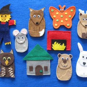 Handcrafted Felt Finger Puppets to accompany &quot;The Big Snuggle-Up&quot;