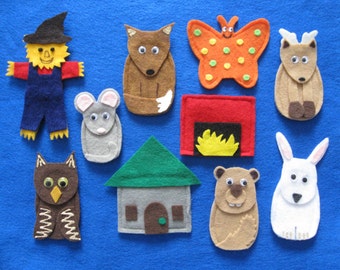 Handcrafted Felt Finger Puppets to accompany "The Big Snuggle-Up"