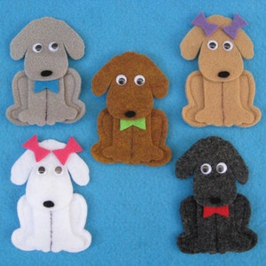 Puppy Finger Puppets. Set of 5 w/original rhyme. Handcrafted.
