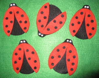 5 Ladybugs Felt Board Set with laminated rhyme