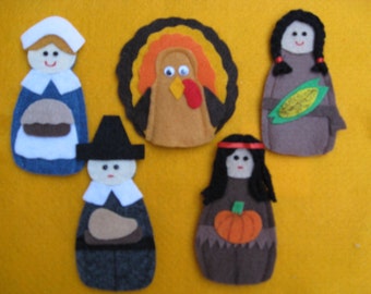 5 Pilgrims Felt Finger Puppets Original Laminated Rhyme | Etsy