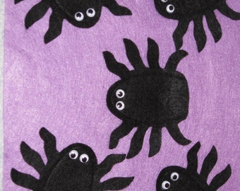 5 Spider  Felt Finger Puppets with original laminated rhyme, perfect for Halloween