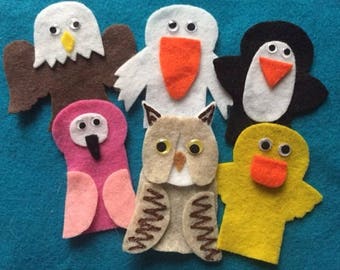 Bird Felt Board Set. Consists of Eagle, Penguin, Pelican, Duck, Flamingo and Owl.