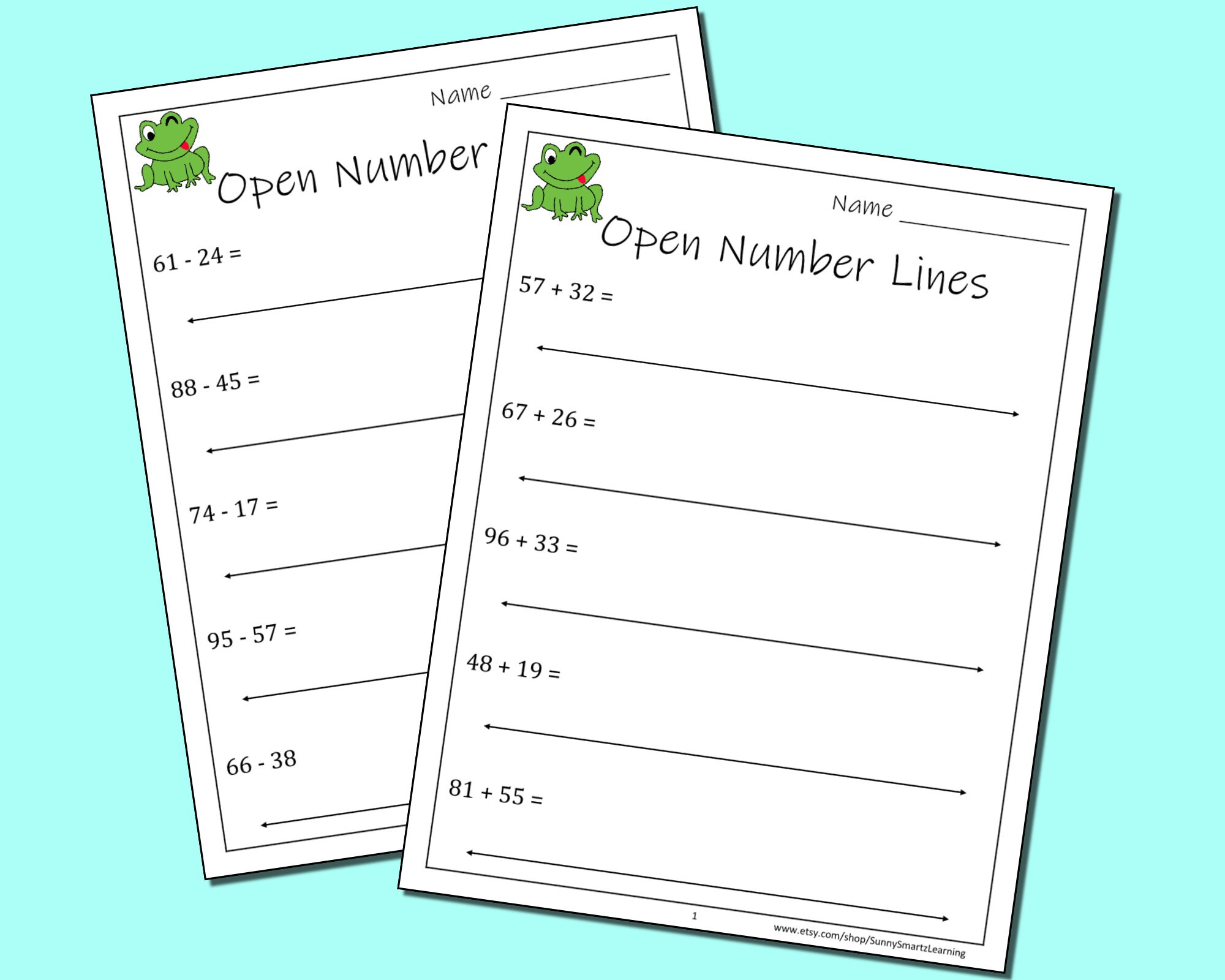 10-open-number-line-addition-subtraction-worksheets-double-digit-addition-and-subtraction-2nd-grade-3rd-grade-etsy