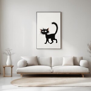 Dibujo de Gato Negro – Arte Minimalista para Pared