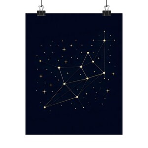 Affiches verticales, impression d'art minimaliste constellation d'étoiles, art mural mat, décoration d'intérieur astronomie, affiche murale céleste, ciel étoilé