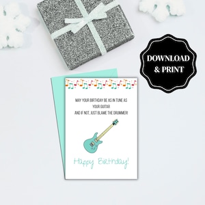 Lustige Gitarren Geburtstagskarte - 5x7 ”druckbar - Digitaler Download - Musiker Geburtstagsgeschenk - Sofortiger Download - Für Gitarrist