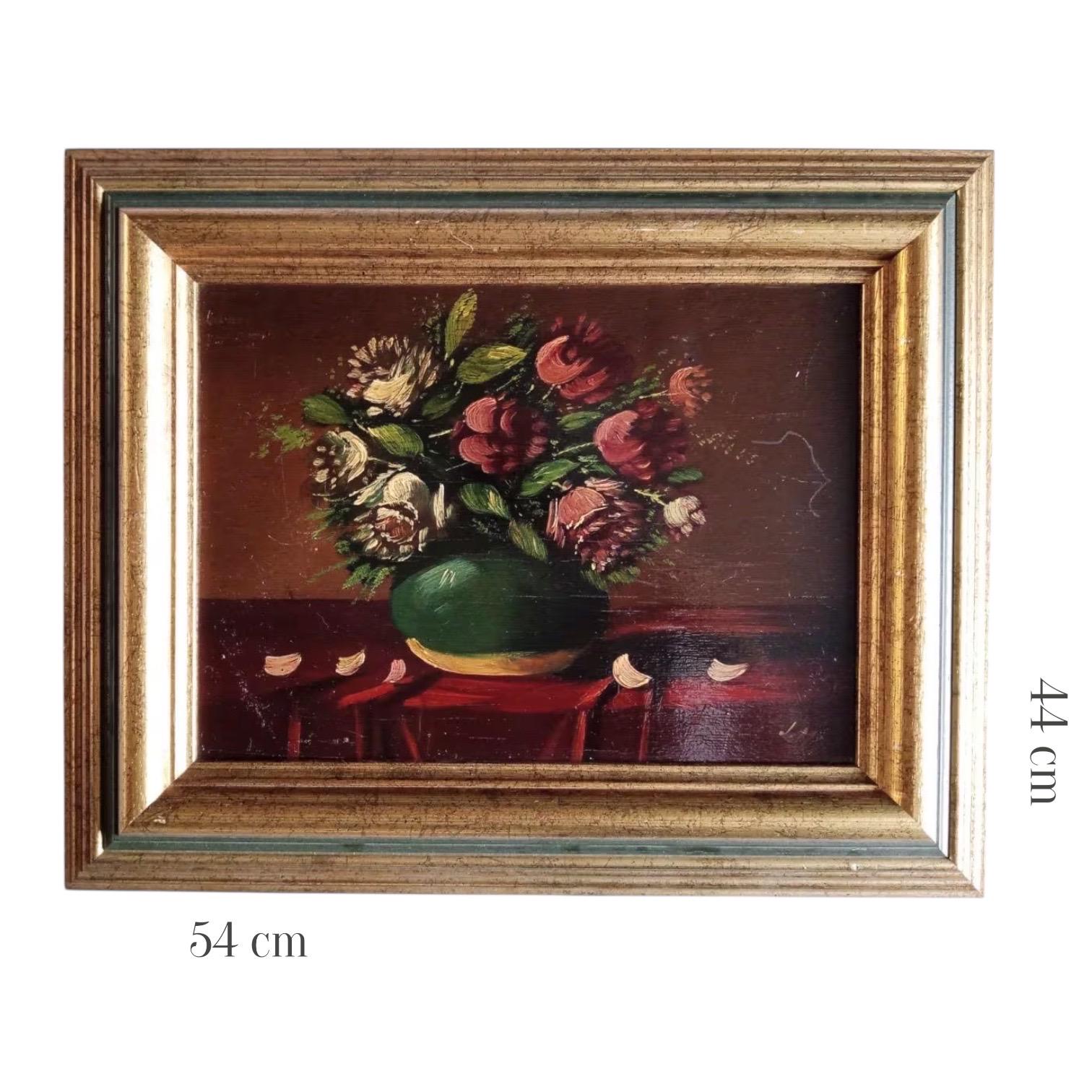 4つのユニークな1960年アンティークオランダミディアムサイズの花の