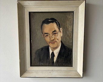 Traditional Portrait Oil Painting "Man With Glasses" Refined Small Art