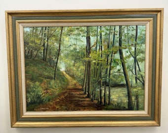 Traditioneel landschapsolieverfschilderij "Forest Path" Verfijnd groot kunstwerk