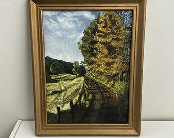 Authentic Landscape Oil Painting "Yellow Tree" Elegant Art