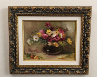 Authentic Floral Still Life Oil Painting "Flower Vase" Elegant Artwork