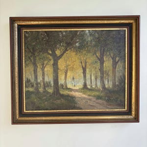 Dipinto paesaggistico senza tempo a olio "Tree Avenue" opera rustica