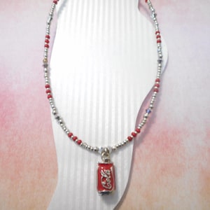 Red And Silver Coca Cola Enamel Charm Ankle Bracelet