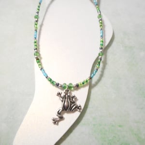 Antique Silver Frog Charm Ankle Bracelet
