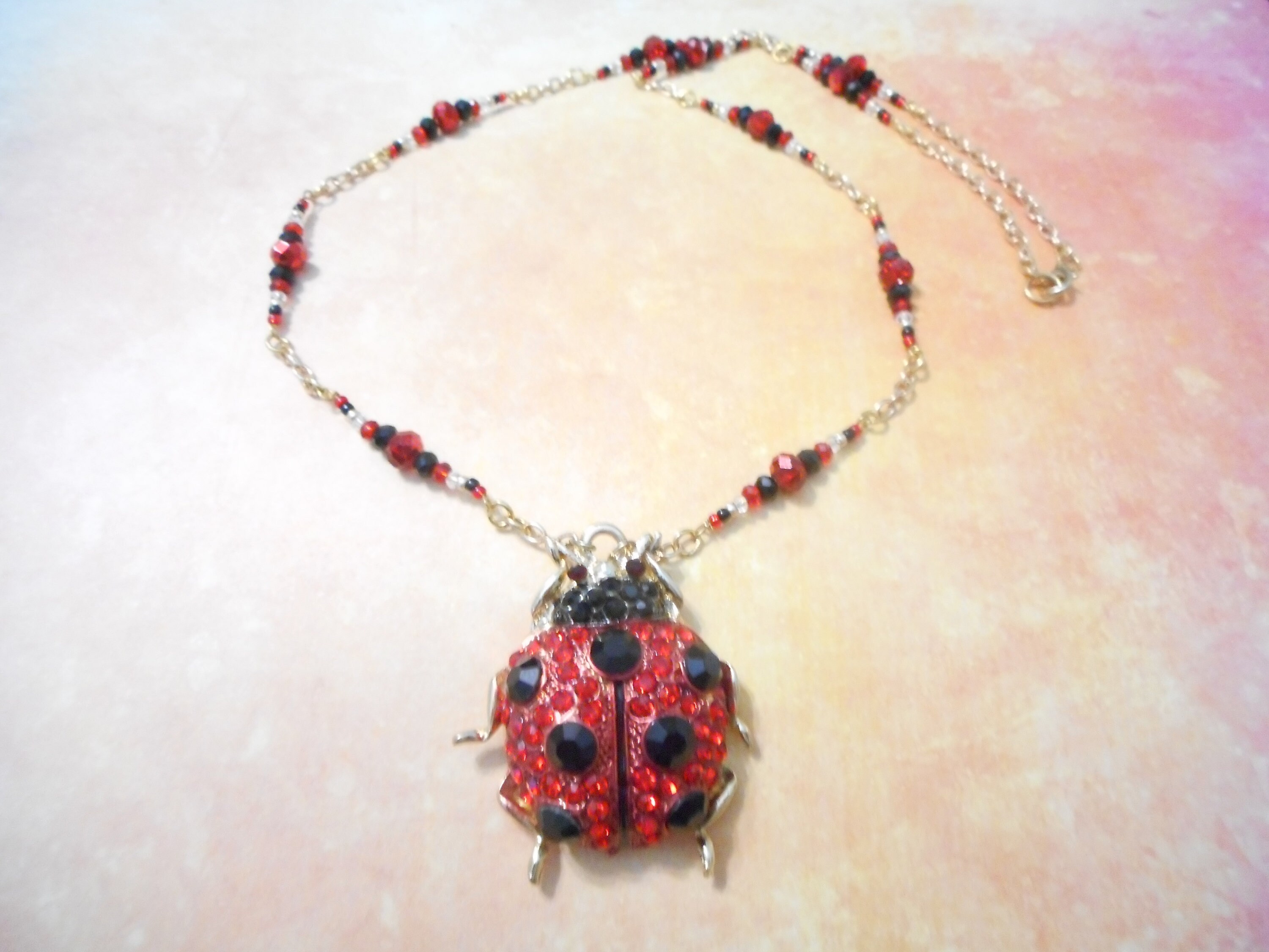 Boîte à Bijoux Coccinelle En émail - Fait Main, Cristaux Rouges - Déco Ou Rangement De Bagues, Boucles D'oreilles