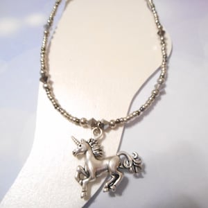 Antique Silver Unicorn Charm Ankle Bracelet