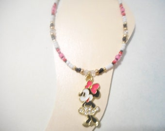 Minnie Mouse Crystal Rhinestone Ankle Bracelet
