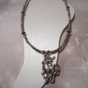 Antique Silver Unicorn With Flowers Charm Ankle Bracelet